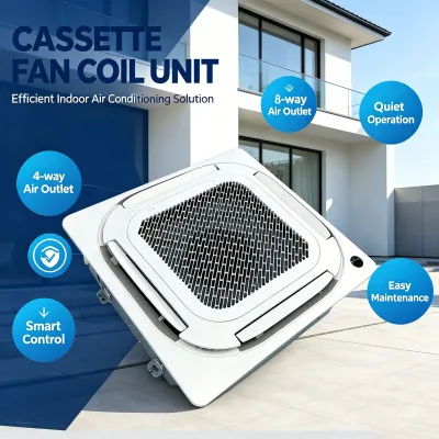 2 Pipe 4 Way Cassette Fan Coil Unit Ceiling Mounted Water Fan Coil 600 800 1200 CFM for Factory Outlet Commercial Project