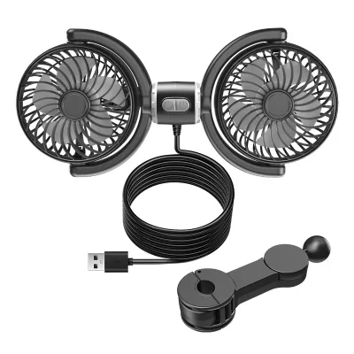 Dual-Headed Car Electric Fan Strong Wind USB Powered Rear Seat Cooling Artifact for Small Cars
