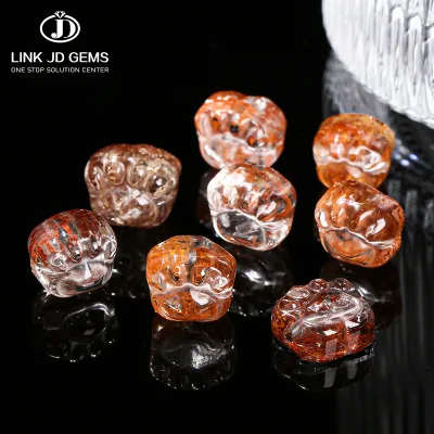 JD GEMS Hot Sale Transparent Colored Jewelry Accessories Natural Ghost Quartz Cat Paw Beads for DIY Handmade Making