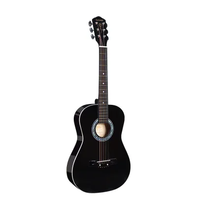 34inch Glossy Black Folk Travel Portable Line Guitar