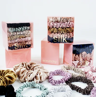 Multi Colors Medium Size Silk Hair Scrunchies Headband 100% Nature Mulberry Silk Hair Elastics 2CM Size Supporting Customization