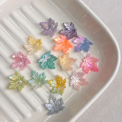 Two-tone Gradient Dangling Maple Leaf with Subtle Glitter New DIY Hanfu Hair Accessory Semi-finished Material for Traditional
