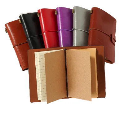 Custom Logo A7 Vintage Retro Cute Style PU Leather Travel Journal Notebook Portable Pocket Size Gift Stationery Wholesale