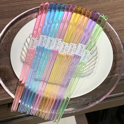 Rainbow Series Transparent Plastic Mirror Finish Chopsticks Same Style Insect-themed Ones; Not Heat-resistant