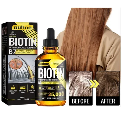OUHOE Collagen Biotin Hair Care Essential Oil 30ml Dropper Bottle Nourishes Gently Conditions Leaves Hair Smooth and Silky