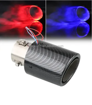 Universal Car Modified LED Exhaust Muffler Tip Pipe With Carbon Fiber Turbo Double Outlet Exhaust Pipe Tail Throat