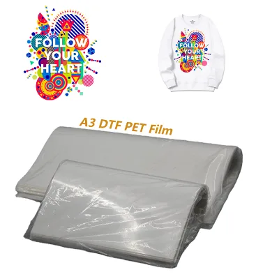 A3 Size 100 Pcs/Bags Instant Peel DTF Matte Heat Transfer PET Film 75um Thickness 1.6KG High Customizable Printing Peel Stick