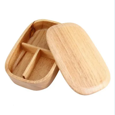 3 Compartment Eco Friendly Wood Bento Lunch Box Well Made Durable Bamboo Lunch Box