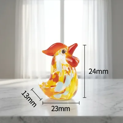 Minimalist Multi-Color Handblown Glass Artistic Chicken Figurine Ornament for Home Gift & Garden Decor