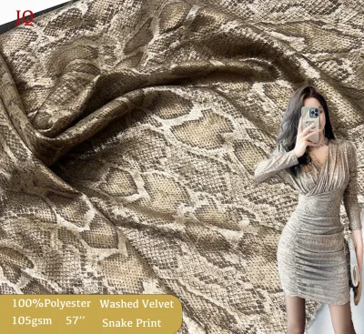 Washed Gold Hot Stamping Snake Print Velvet, Leopard & Snake Patterns for Dresses, Gowns, Scarves, DIY Toys & Formal Garments