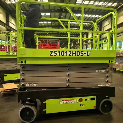 New Zoomlion CE 12m Electric Hydraulic Scissor Lift Lifting Platform ZS1012HDS Self-propelled Steel 320kg High Efficiency Motor
