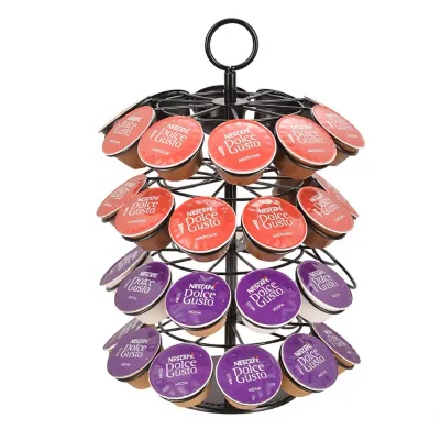 Coffee Capsule Holder Iron Wire Multi-Style Christmas Tree Design 40-Capsule Rotating Storage Rack