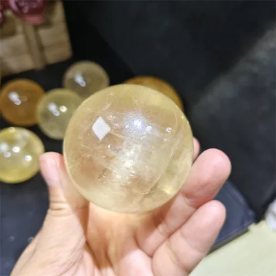 Wholesale High Quality Natural Honey Calcite Sphere With Rainbow Crystal Healing Stones for Sale