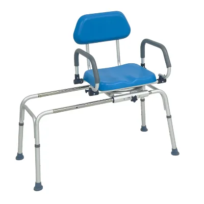 Sliding Shower Chair Tub Transfer Bench With Swivel Seat Premium Padded Bath With Pivoting Arms Adjustable Space Saving
