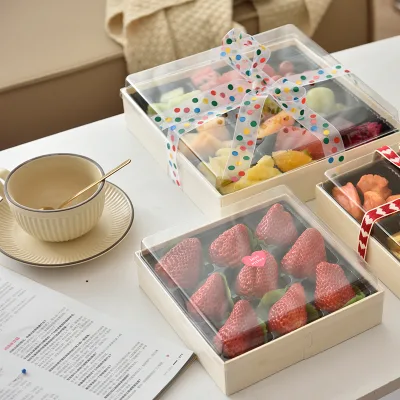 Wooden Transparent Window Food Fruit Luxurious Wedding Wooden Lunch Cake Box Cheese Grazing Packaging Box for Gift