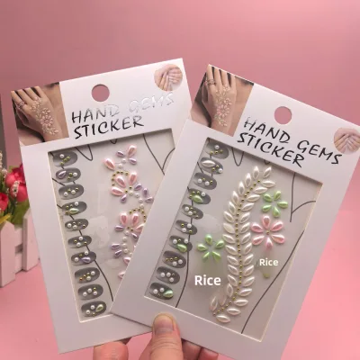 Cross-border European American Floral Geometric Pattern Fresh Minimalist Style Rhinestone Tattoo Stickers for Face Hand Use