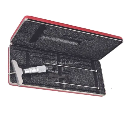 440 445 Series Depth Micrometer Set 0-100mm Interchangeable Rods Precision Base for Blind Hole Machining