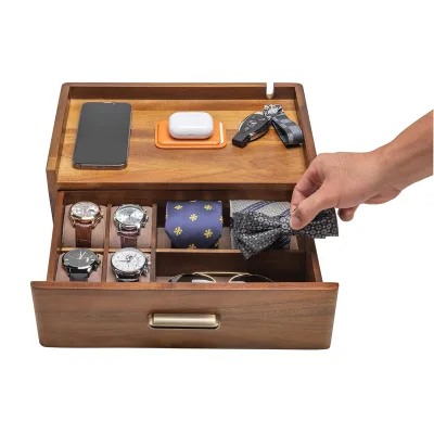 Docking Station Organizer Multi-Purpose Charging Station Wood Docking Station for Electronics, Office Supplies, C
