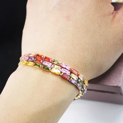 BMZ 2025 New Top Grade Quality Colorful Crystal Stones Bling Adjustable Wrap Tennis Bracelet