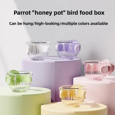 Parrot Eco-friendly Plastic Anti-splash Water & Bird Food Feeder Small Hanging Bowl for Indoor Outdoor Use