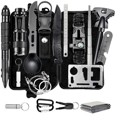Good Quality 19 in 1 Emergency Survival Kit and First Aid Kit,Professional Cheap Waterproof Emergency Survival Kit with Box
