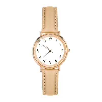 China Wholesale Ladies Watch Islamic Azan Al Fajr Muslim Arabic Dial Wristwatch Leather Arabic Women Watch