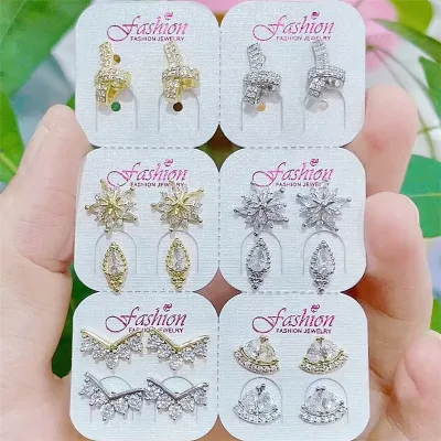 CH-CKE0623 Plating cz micro pave stud earrings,Clear cubic zircon micro pave earrings,Plating cz stud earrings wholesale