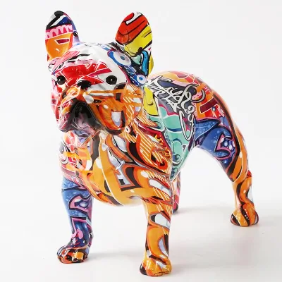 S Best Selling Water Transfer Animal Colorful Balloon Dog Statue Bulldog Sculpture Resin Crafts