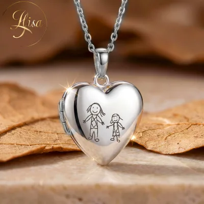 Custom 18K Platinum Photo Women Pendant Necklace Personalized 925 Silver Anniversary Mother's Day Gift Photo Locket Pendant