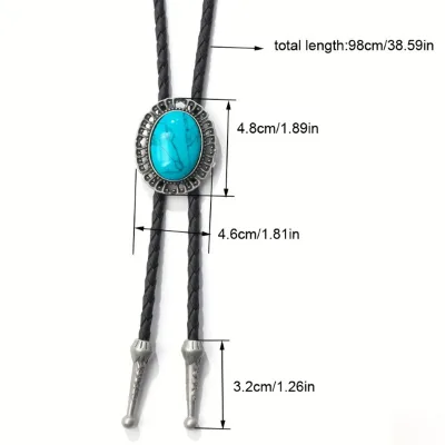 Custom Western Cowboy Bolo Tie Men Leather Necktie Leather Cord Turquoise Stone Bolo Ties Charm Decoration for Men Women