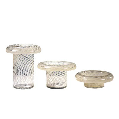 Mushroom Shape Simple Line Pattern Glass Vase