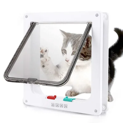 Modern Plastic Cat Door with Two-Way Entry Cats Can Freely Enter and Exit for Outdoor Space Switch Direction Control