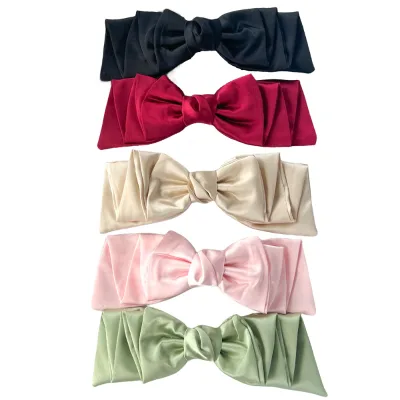 Women Accessories Fabric Hair Barrette Wrinkle Big Three Layered Bow Hair Clip