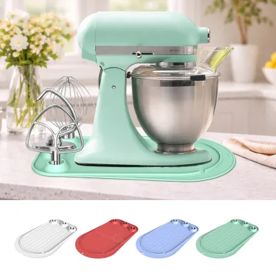 Newest Non-Slip Silicone Mixer Mat with Attachment Storage Pad for Stand Mixers with Grooved Surface and Wall Mount Hole