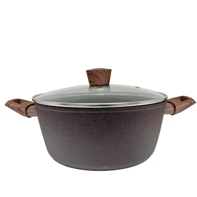 Superior Quality Nonstick Aluminum Casserole Pot with Glass Cover Gas Stove Friendly for Soup Stock Economical Kitchen Cookware