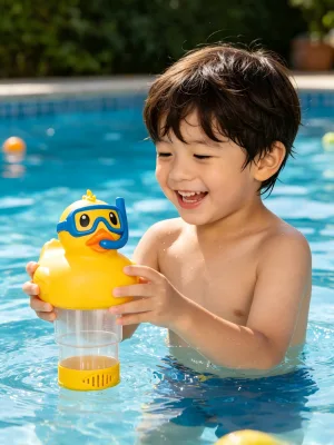 Plastic Vinyl Pool Chlorine Floater Cute Duck Design Floating Chemical Dispenser for Pool Spa
