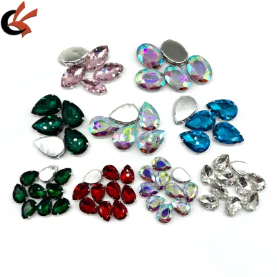 Loose Rhinestones Sparking Glass Stones with Metal Base Claw Sew-on Crystals for Garment Decoration