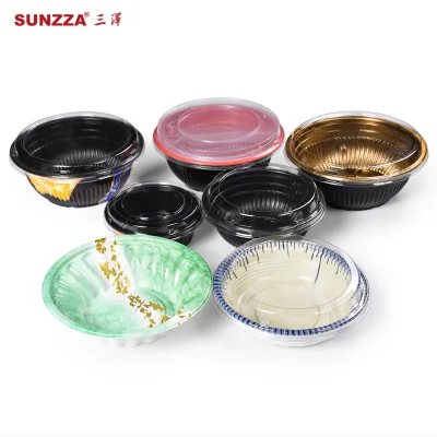 Sunzza Japanese Bento Round Bowl PP Microwave Plastic Takeaway Hot Soup/rice/salad/cutting Fruit Disposable Bowl