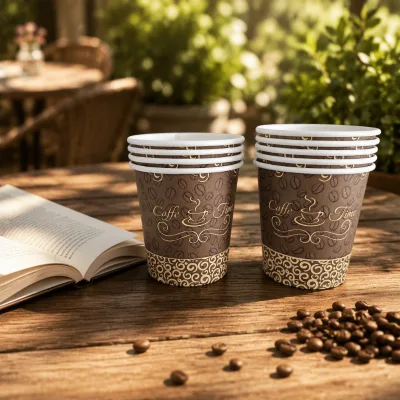 Custom Made Vasos Polipapel Biodegradable 8oz 10oz 12oz 16oz 20oz Printed Color Disposable Ps Dome Lid Paper Coffee Cup