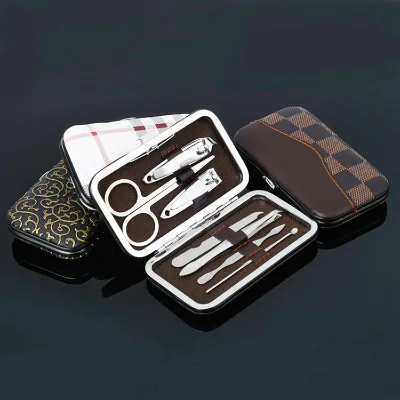 Cheap Price 7 Pieces Eyebrow Nail Care Manicure Pedicure Set Nail Travel Grooming Kit