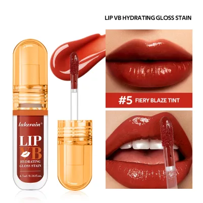 Vitamin B Mineral Liquid Lip Gloss with Sunscreen-Moisturizing Long-Lasting Hydrating Gloss Stain for Instant Wetness Makeup