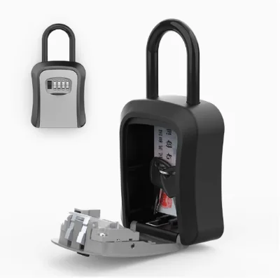 All-metal Durable Password Padlock Waterproof Safe Key Storage Box with 4-Digit Lock High Security