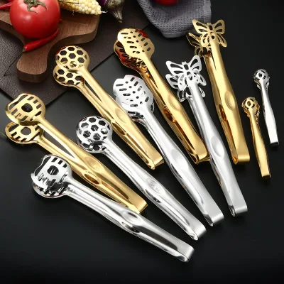 304 Stainless Steel Steak Food Tongs, Self-service Serving Tongs, Bread Tongs, Barbecue Tongs, Sugar Cube Ice Cube Tongs
