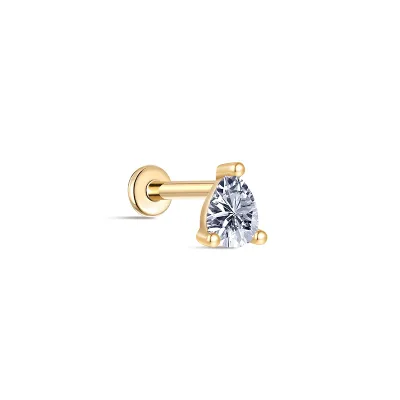 Wholesale Customized Solid 14K Real Gold Diamonds Dangle Internal Threaded Earring Fine Piercing Jewelry for Women Men