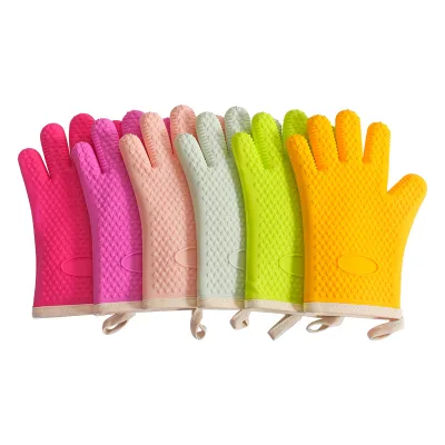 OEM ODM Kids Gloves Five Fingers Double Layer Oven Customized Kitchen Microwave Baking Thick Anti-scald Silicone Gloves