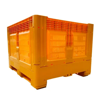 Well-ventilated Plastic Pallet Bin 1200x1000x810mm Collapsible Plastic Turnover Pallet Box with Lid for Agriculture