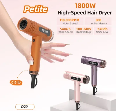 Professional Mini 1800W High Speed Brushless Motor Ionic Hair Dryer Magnetic Diffuser Nozzle Salon Home Hotel Travel OEM Custom