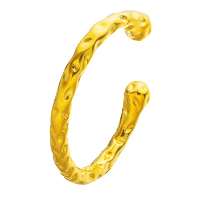 DUYIZHAO Women's Trendy Vintage Waterproof Stainless Steel Gold Plated C-shape Nugget Geometric Open Cuff Bangles Bracelet
