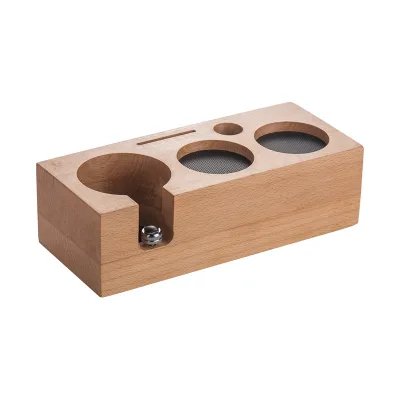 Coffee Tamping Station, Wooden Espresso Tamper Holder Stand Coffee Tool Storage Base Maker Stand for Coffee Machine