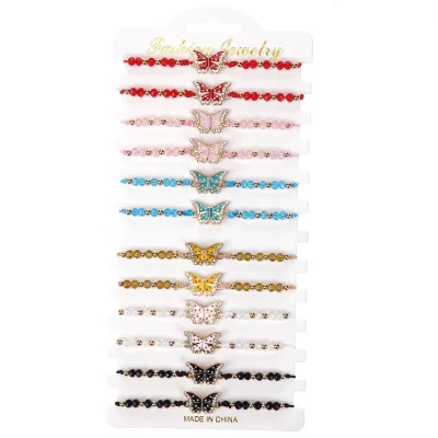 Hot Selling Multi-colors Dot Butterfly Catholic Silver Plated Alloy Adjustable Shape Hand-woven Trendy Lucky Unisex Gift